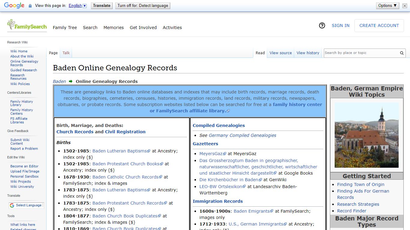 Baden Online Genealogy Records • FamilySearch